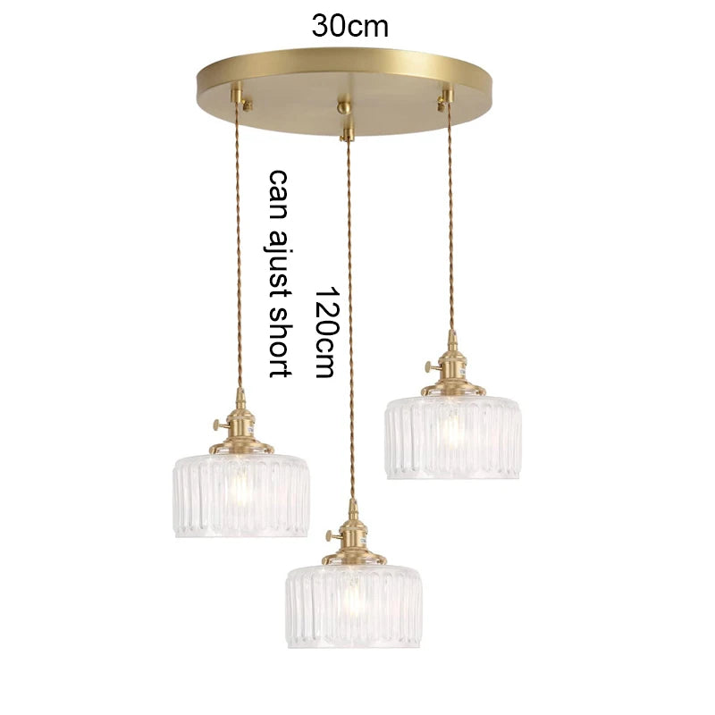 Elegant Green Stripe Glass Pendant Light - E27 Chandelier Fixture