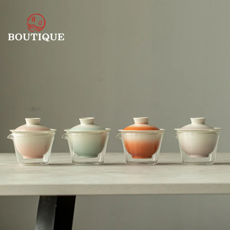 Vibrant Handmade Teaware Set for Outdoor Adventures - Portable & Stylish