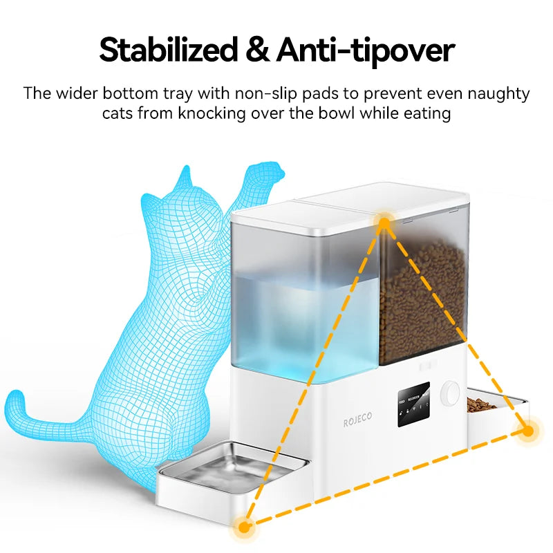 ROJECO Smart 2-in-1 Pet Feeder & Water Fountain – WiFi Controlled