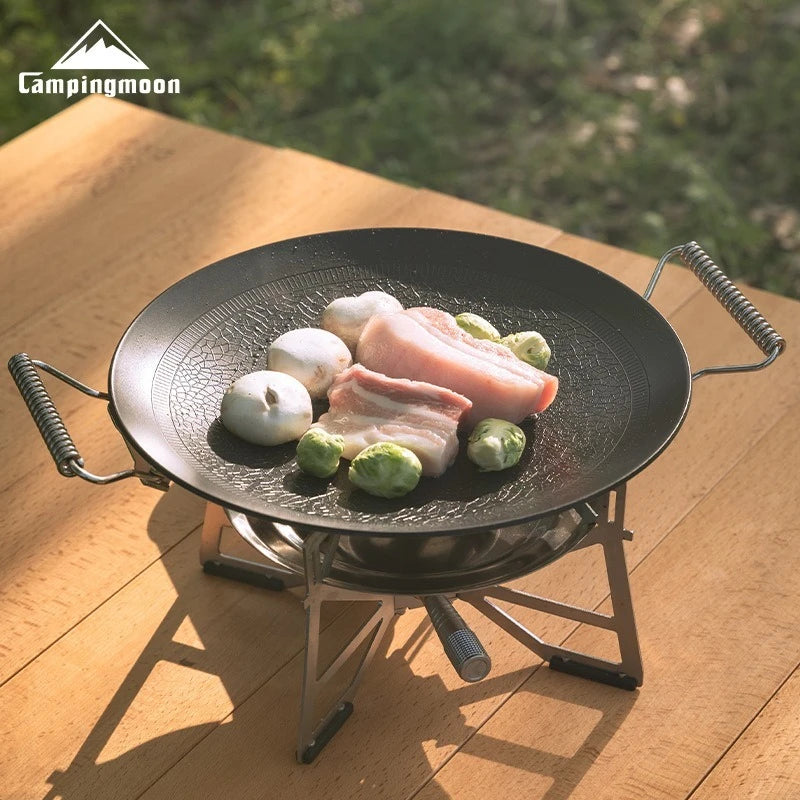 CAMPINGMOON Non-Stick Folding BBQ Baking Tray - Portable & Durable