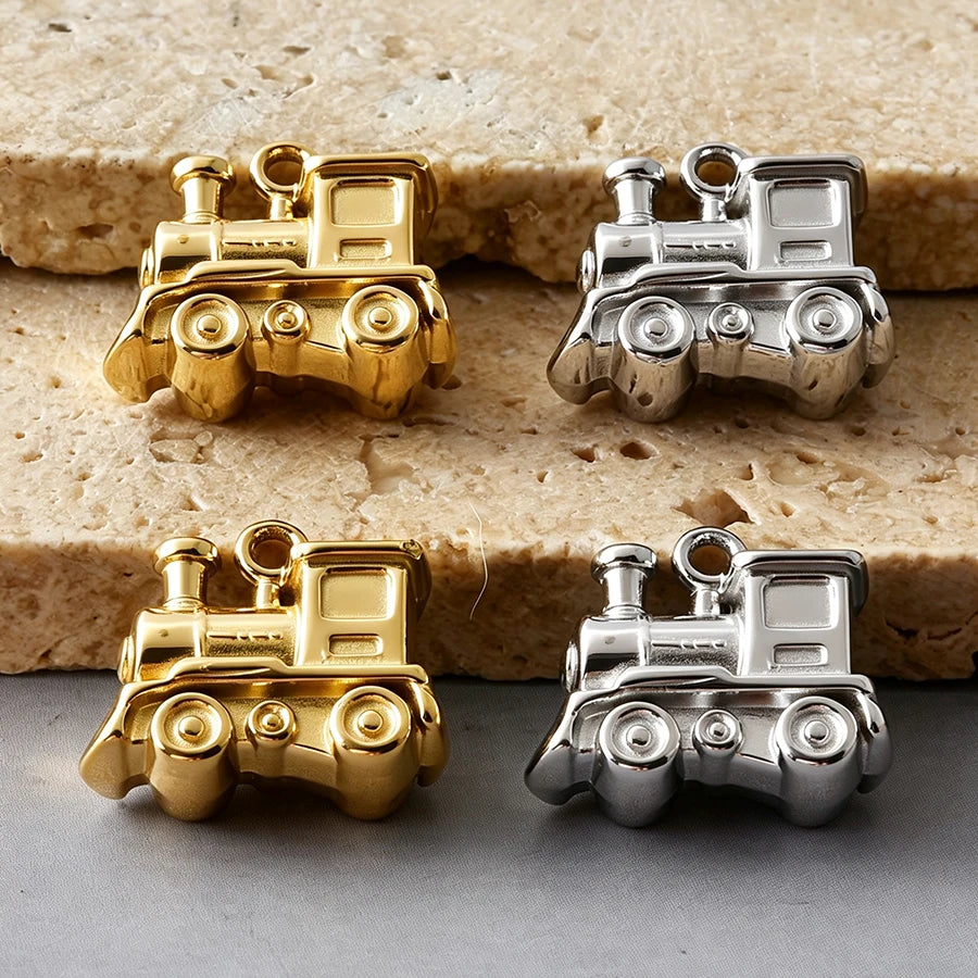4pcs Funny Transportation Charms - Stainless Steel Pendants for DIY