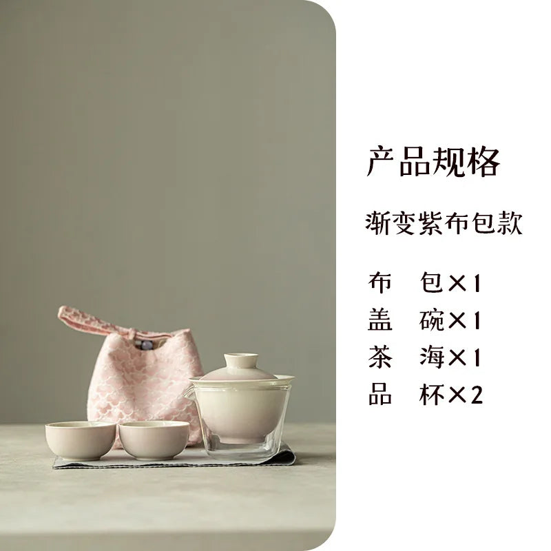 Vibrant Handmade Teaware Set for Outdoor Adventures - Portable & Stylish