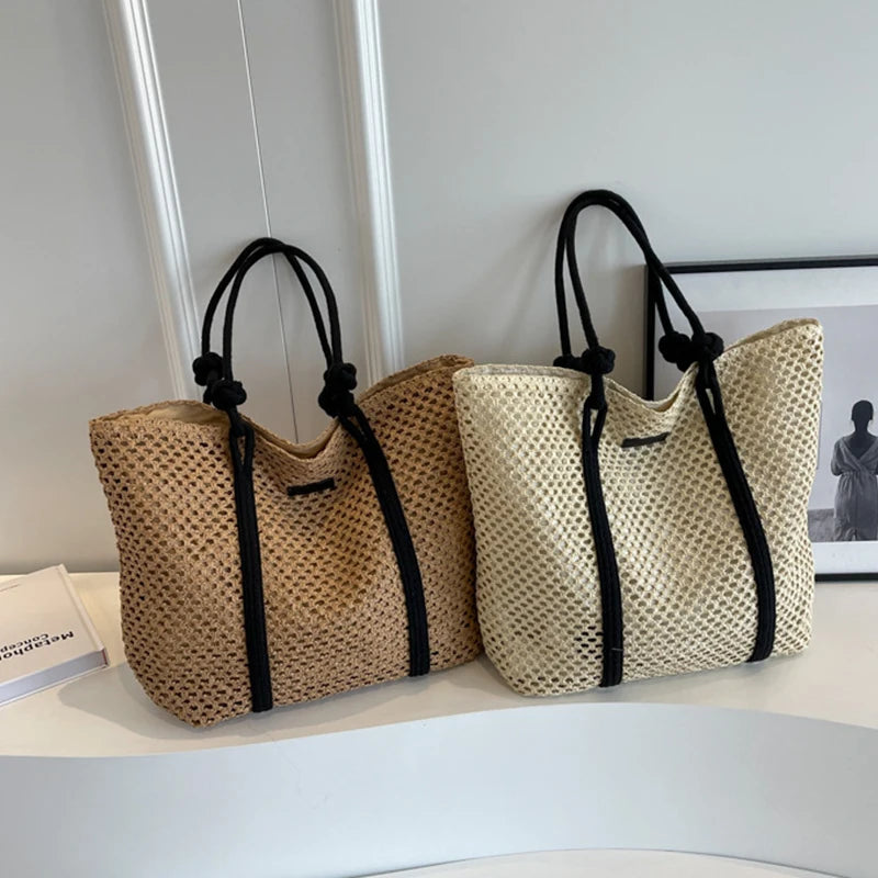 Stylish Ladies Straw Woven Handbag - Beach & Casual Tote Bag