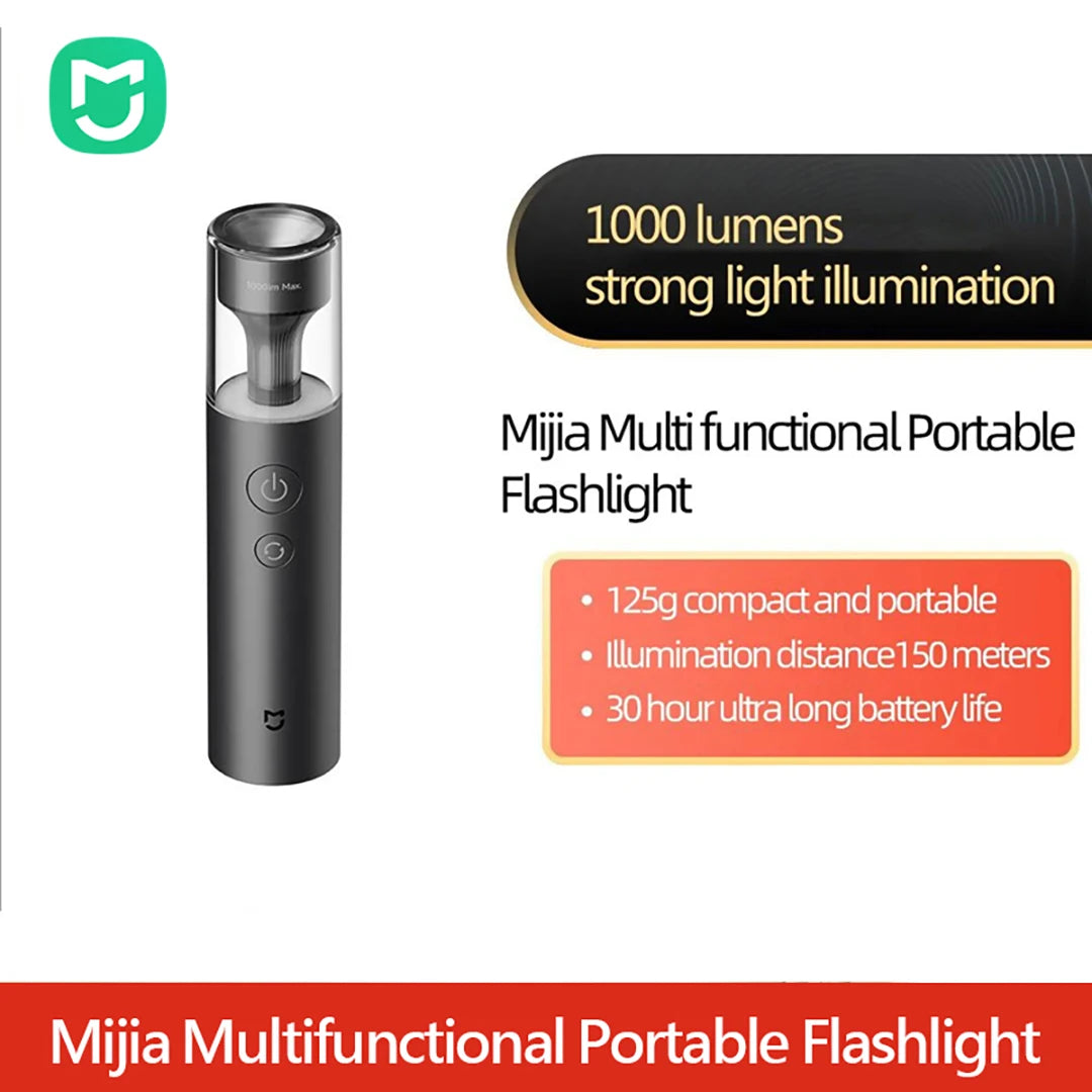 Mijia Portable LED Flashlight - 1000 Lumens, Rechargeable & Waterproof