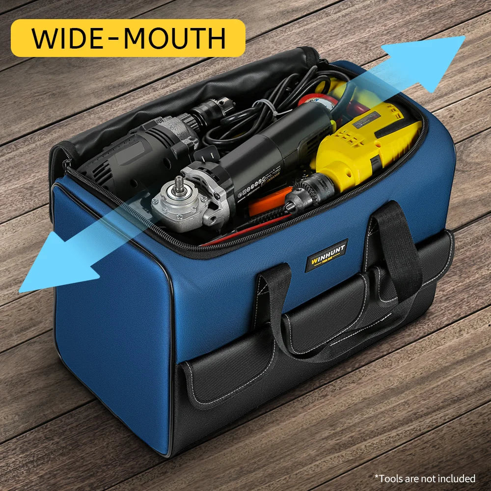 WINHUNT Heavy-Duty Wide Mouth Tool Bag with Organizer Pockets