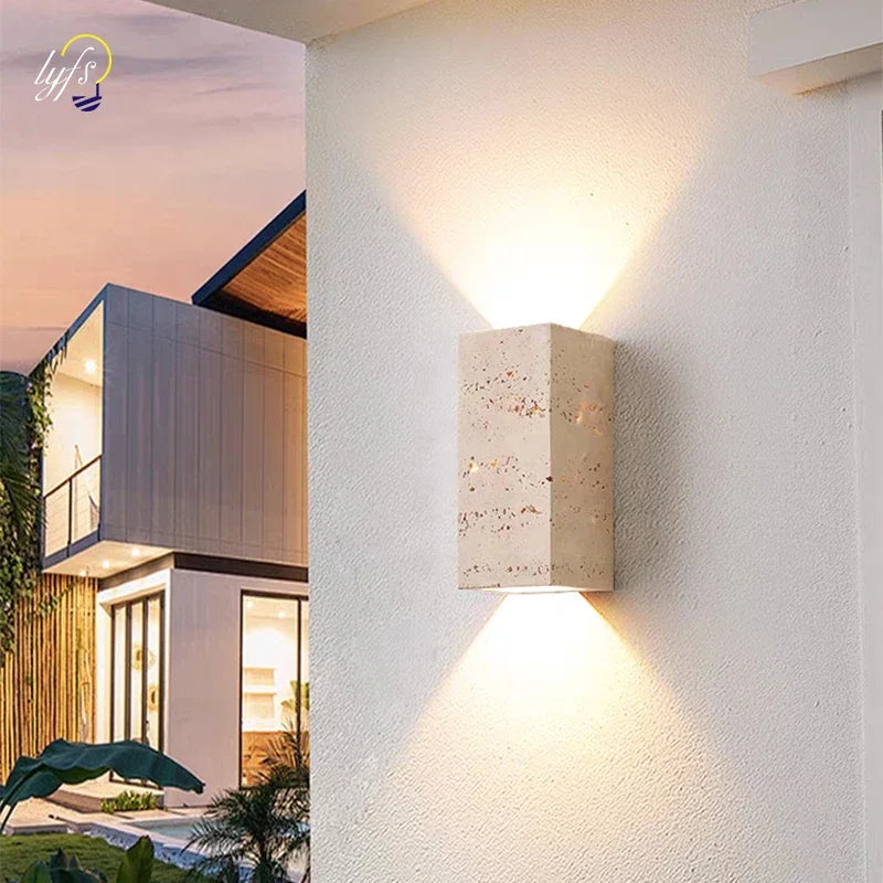 Elegant Wabi Sabi Yellow Marble LED Wall Lamp for Modern Interiors