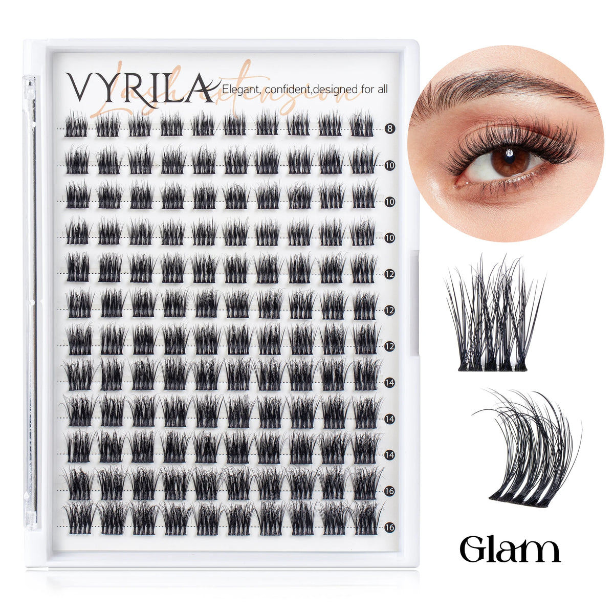 VYRILA C Curl 3D Wispy DIY Eyelash Extensions - Reusable & Natural Look
