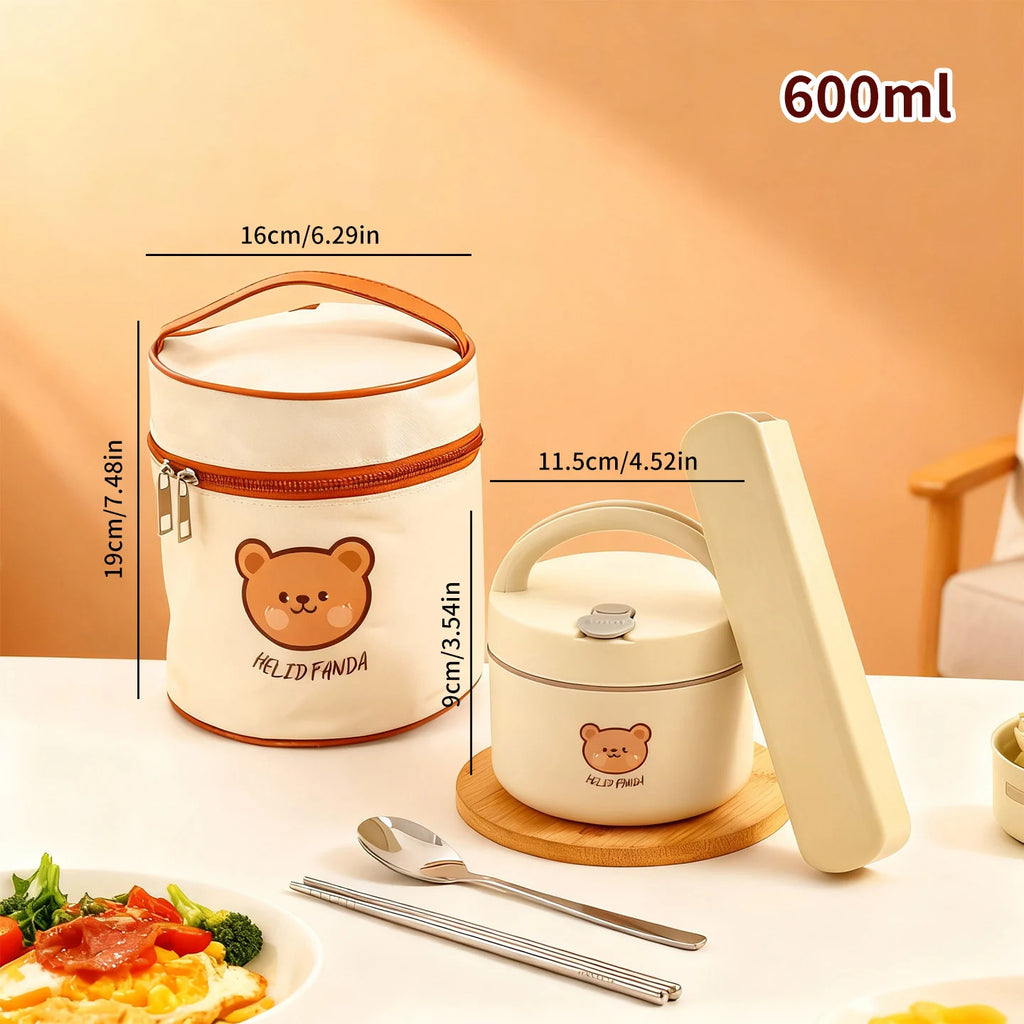 Double-Layer Insulated Stainless Steel Kids Bento Lunch Box