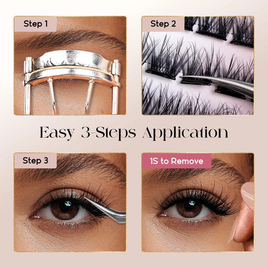Befer No-Glue Self-Adhesive Lash Clusters - 120 Fluffy Eyelashes