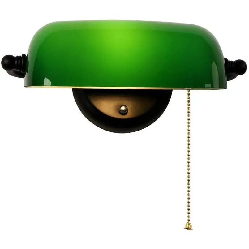 Adjustable Green Glass Wall Sconce with Pull Chain for Classic Decor