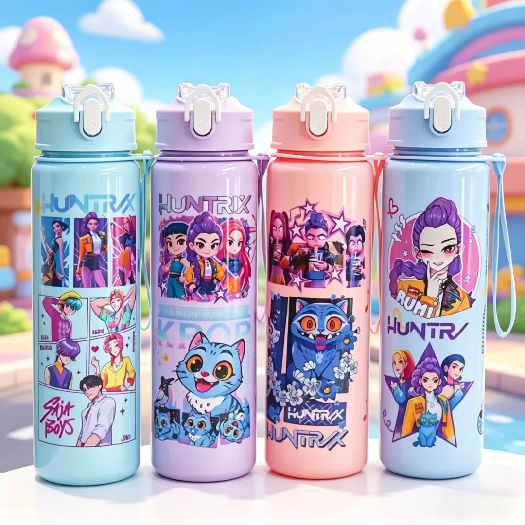 Fun 3D Printed Cartoon Water Bottle - Portable, Leakproof, 750ml