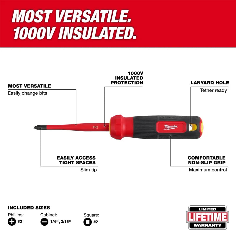 Milwaukee 4-in-1 1000V Insulated Slim Tip Screwdriver Set