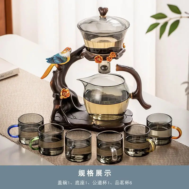 Elegant Drip Glass Tea Set - Semi-Automatic & Heat Resistant