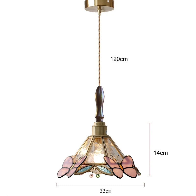 Butterfly Glass Copper LED Pendant Lamp for Modern Indoor Decor