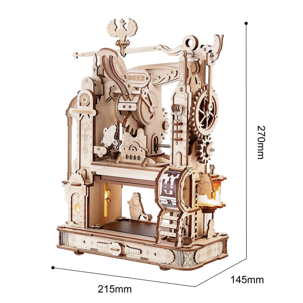 Robotime 3D Wooden Printing Press Puzzle Kit - Creative DIY Fun