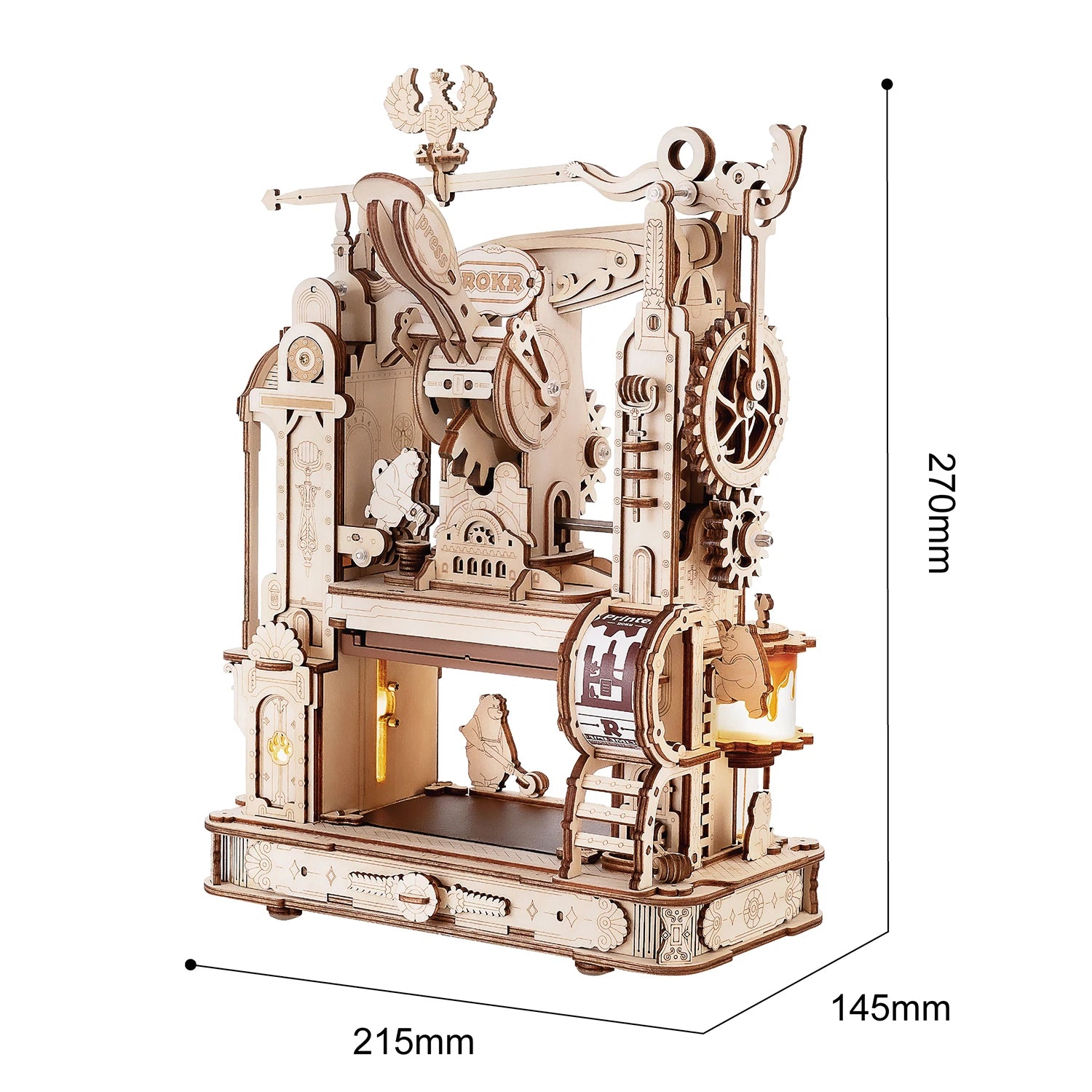 Robotime 3D Wooden Printing Press Puzzle Kit - Creative DIY Fun