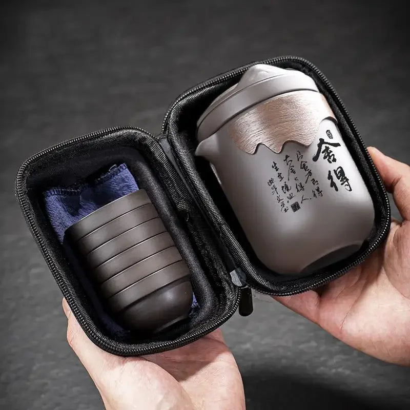 Portable Purple Clay Tea Set - Perfect for Outdoor Travel and Gifting