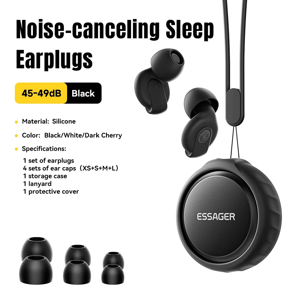 Essager Noise-Canceling Silicone Earplugs for Sleep & Study - 45-49dB