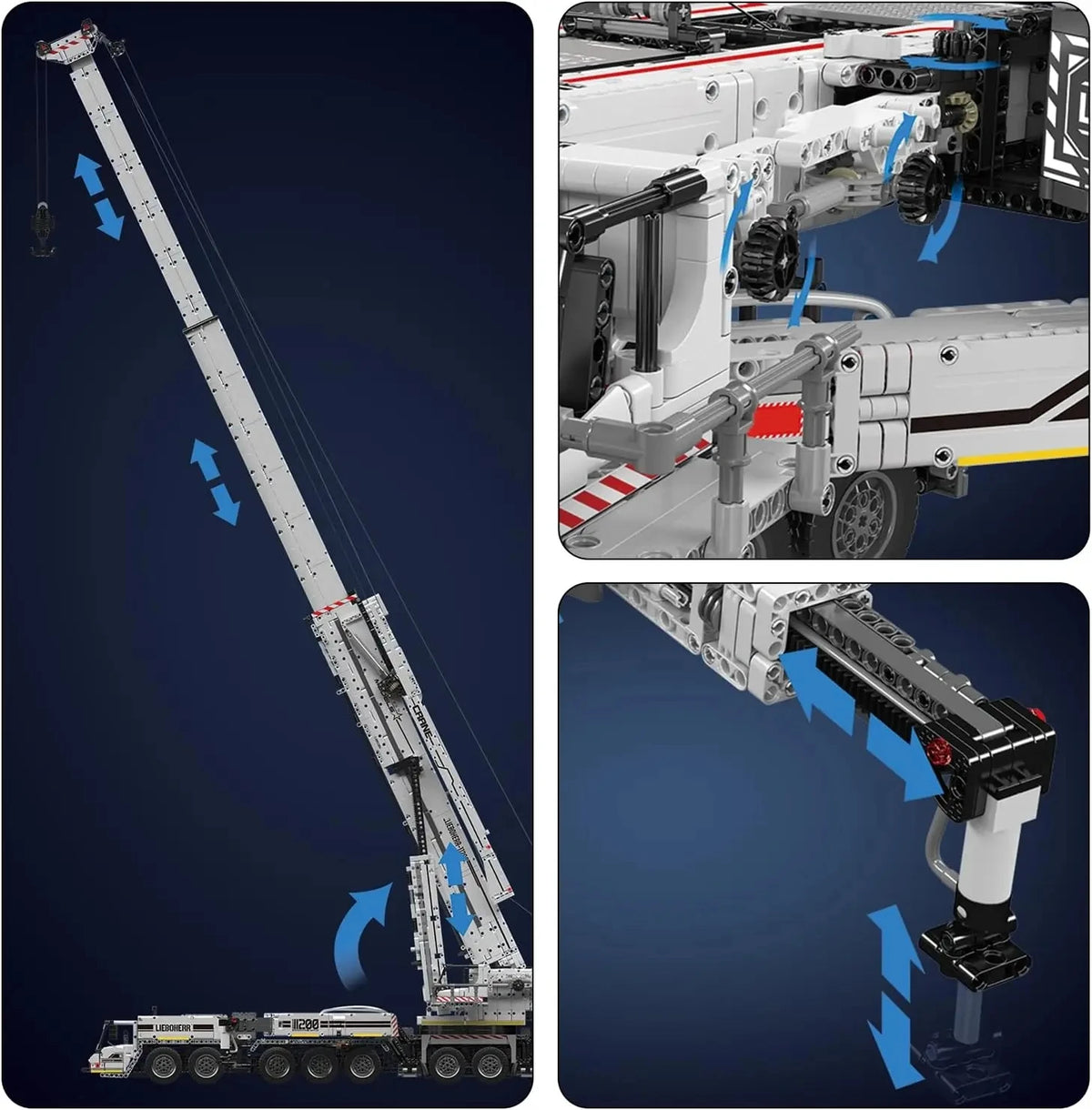 MOULD KING Motorized LTM 11200 Crane Truck Building Kit - 8506 Pcs