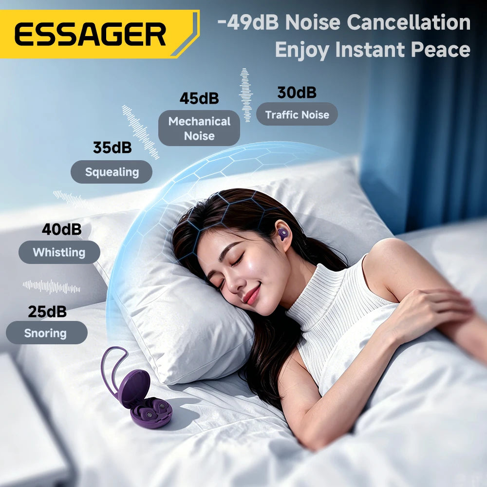 Essager Noise-Canceling Silicone Earplugs for Sleep & Study - 45-49dB