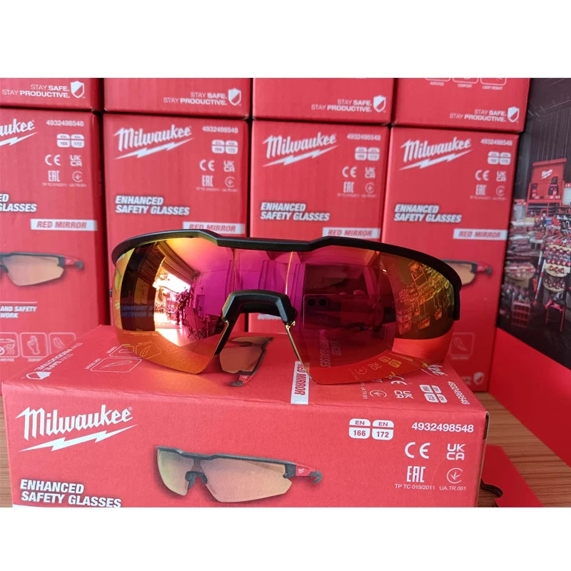 Milwaukee Enhanced Safety Glasses - Red Mirror Comfort & Protection