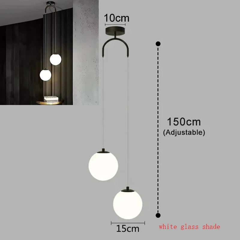 Modern Nordic Glass Ball Pendant Light - Elegant Brass & Black Design