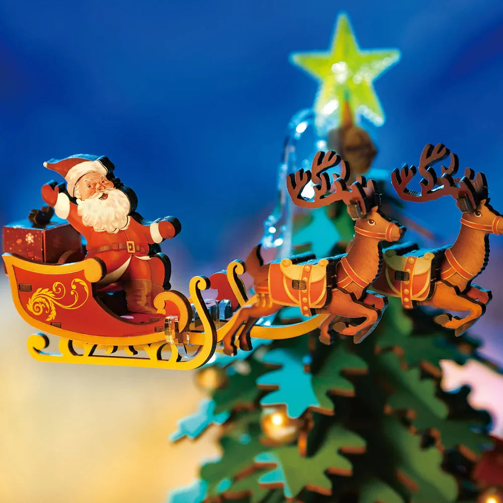 Robotime 3D Christmas Melody Tree Music Box – DIY Wood Puzzle with Light