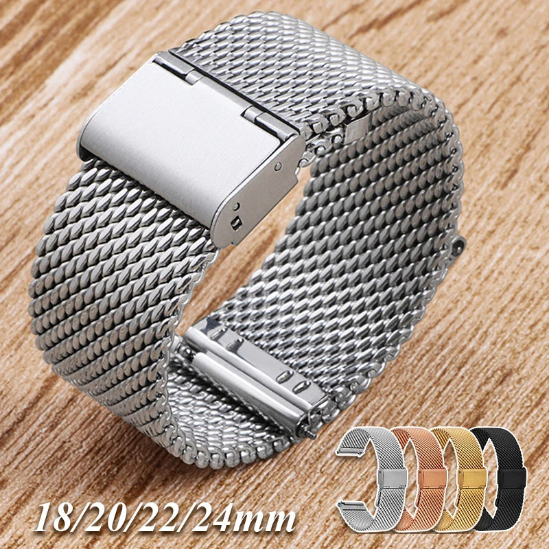 Universal Milanese Watchband - 18mm to 24mm Stainless Steel Strap