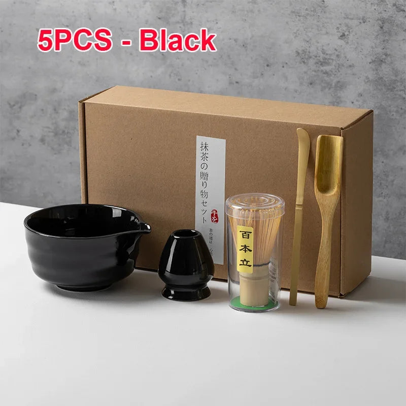 Authentic 4/5/6PCS Matcha Bamboo Whisk & Bowl Set - Perfect Tea Making Tools
