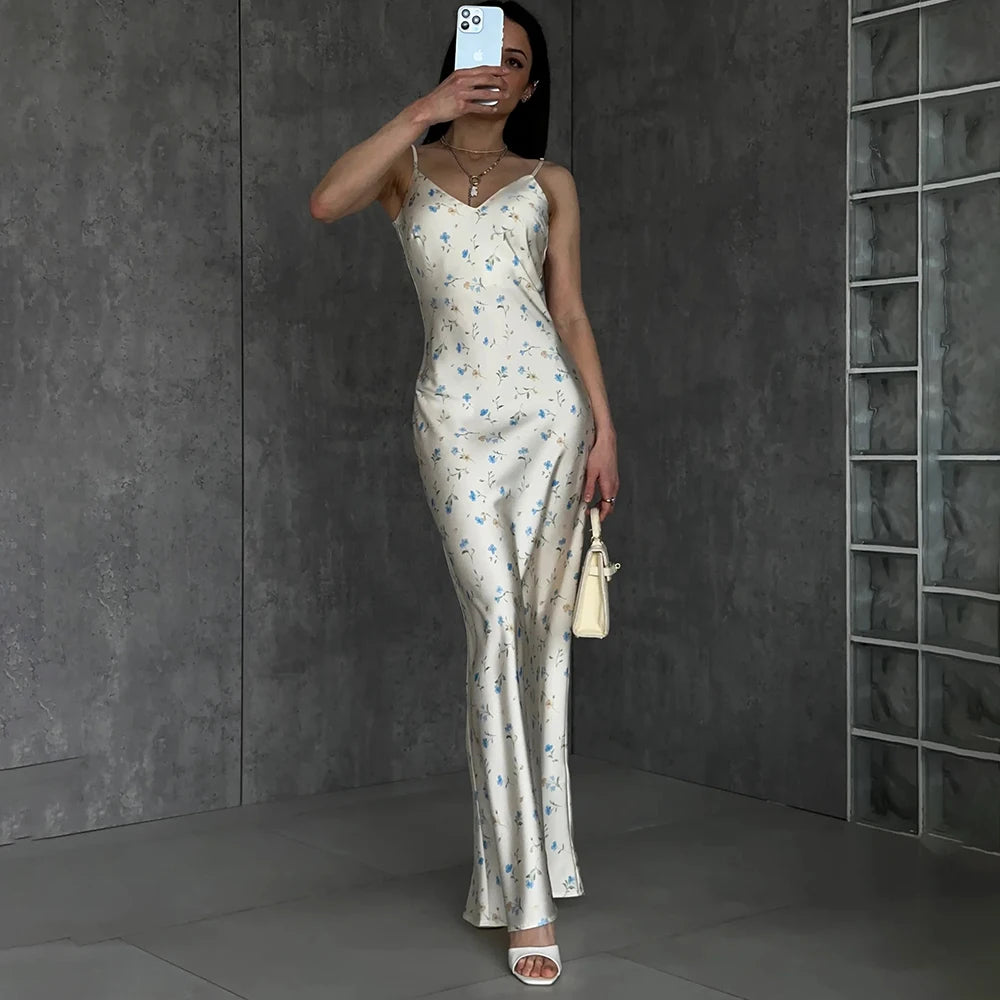 Elegant Satin Backless Evening Dress - Chic Women’s Party Style