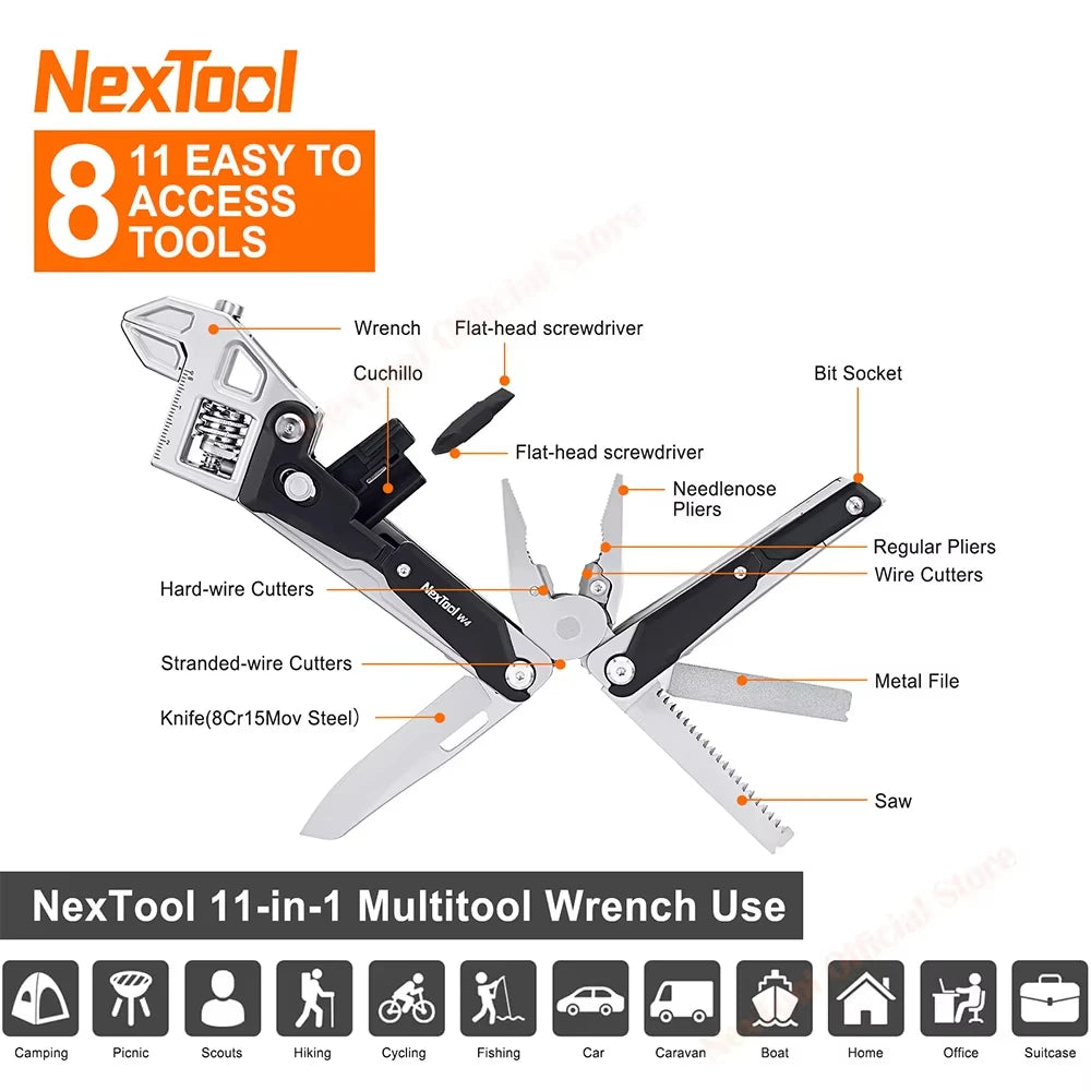 NexTool 11-in-1 Adjustable Multitool Wrench & Pliers Kit