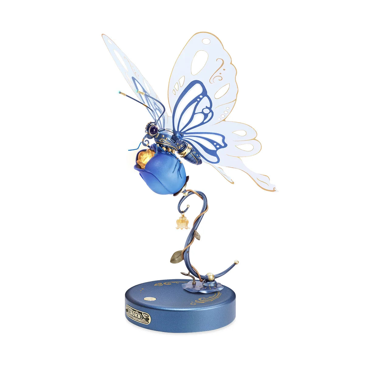 ROKR Mechanical Species Butterfly 3D Puzzle with Golden Rose Lights