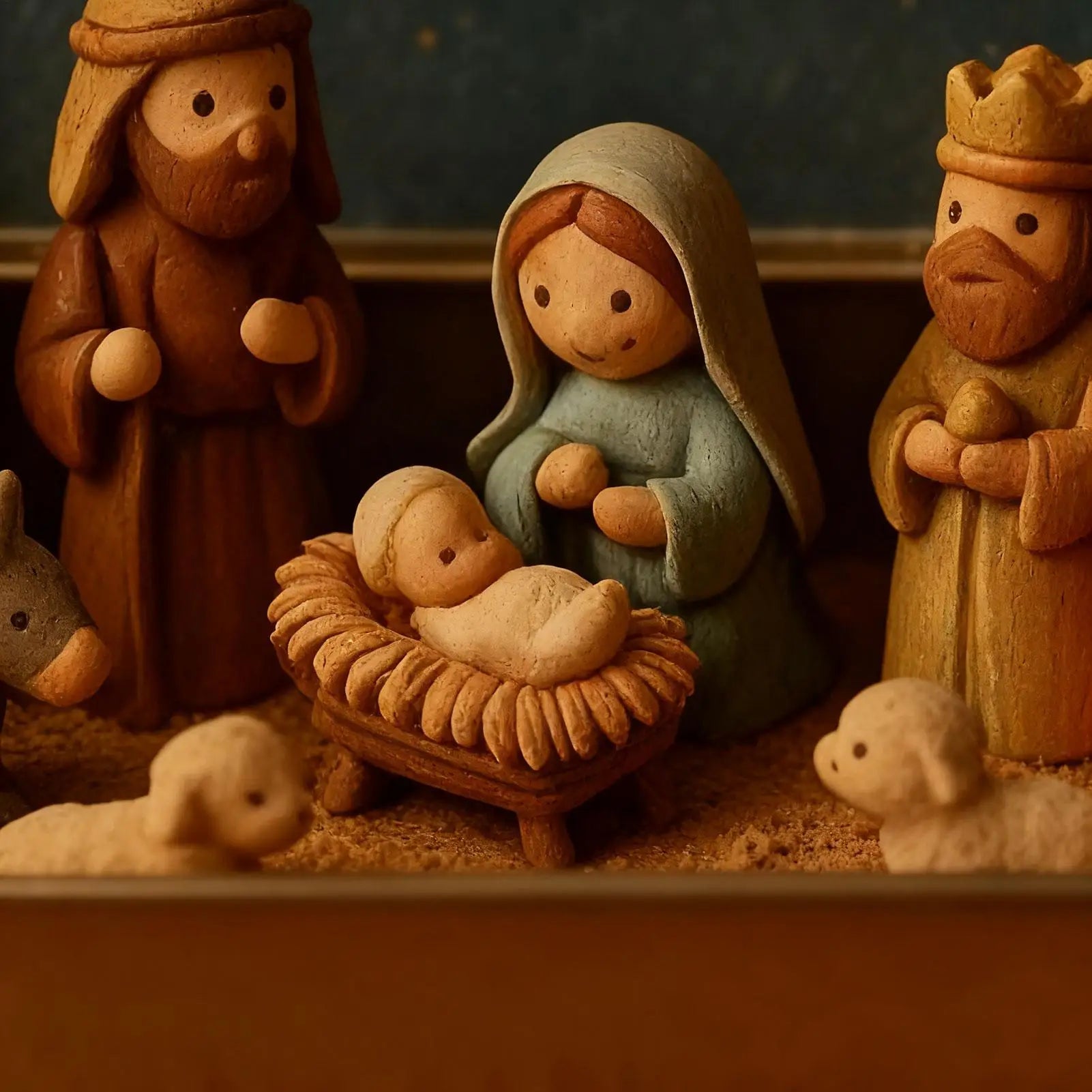 Compact Mini Nativity Set in Tin - Elegant Christmas Decor
