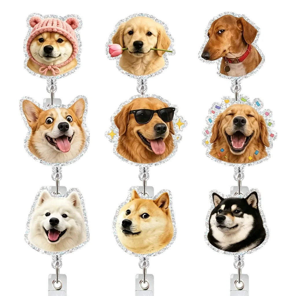 Funny Dog Pattern Retractable Badge Reel Clip for ID Cards