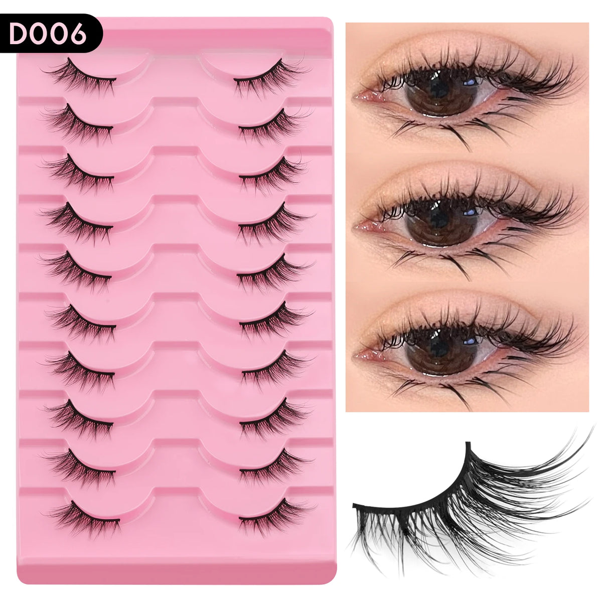 WOSHEER Cat Eye Half Lashes - Soft Wispy Faux Mink Eyelashes
