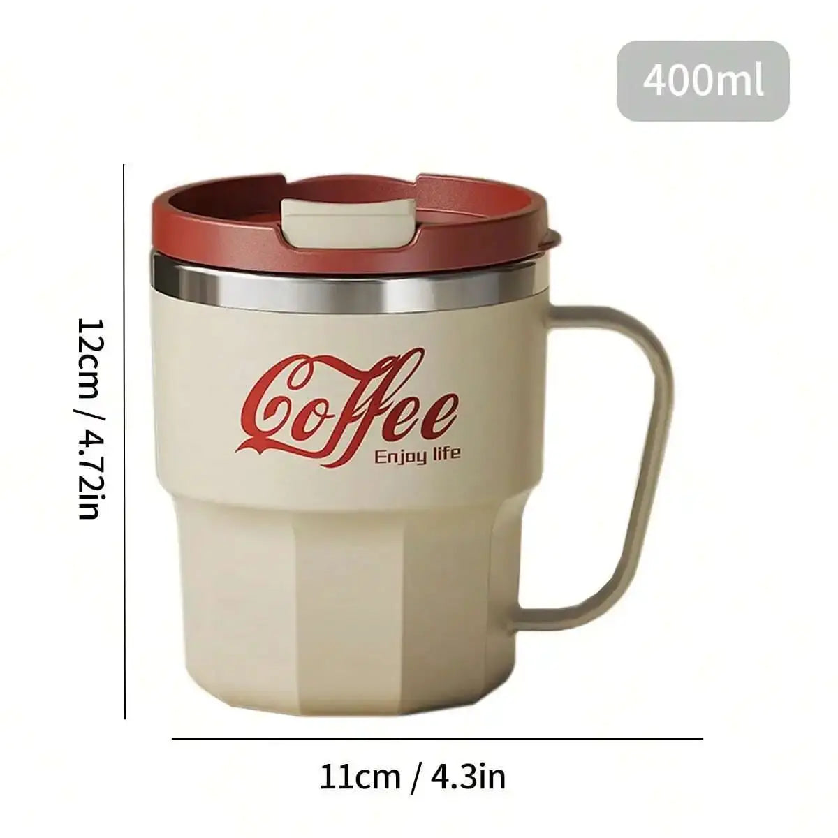 Double Layer Insulated Stainless Steel Coffee Mug - 400/480ML
