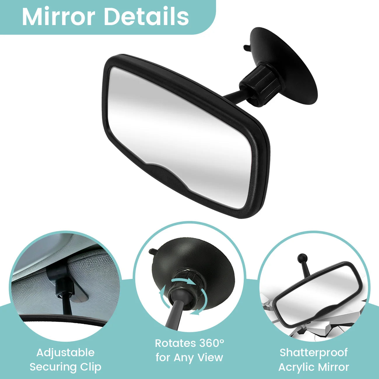 Shatterproof 360° Baby Car Mirror - Adjustable Rear View Observation