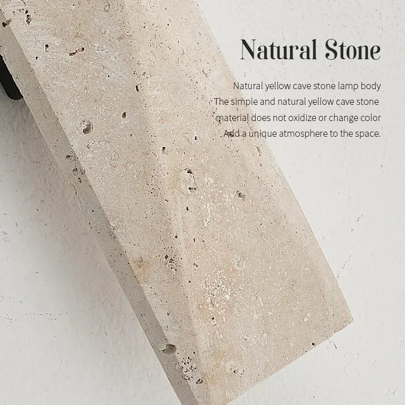 Elegant Outdoor Wall Lamp - Yellow Travertine Stone Fixture