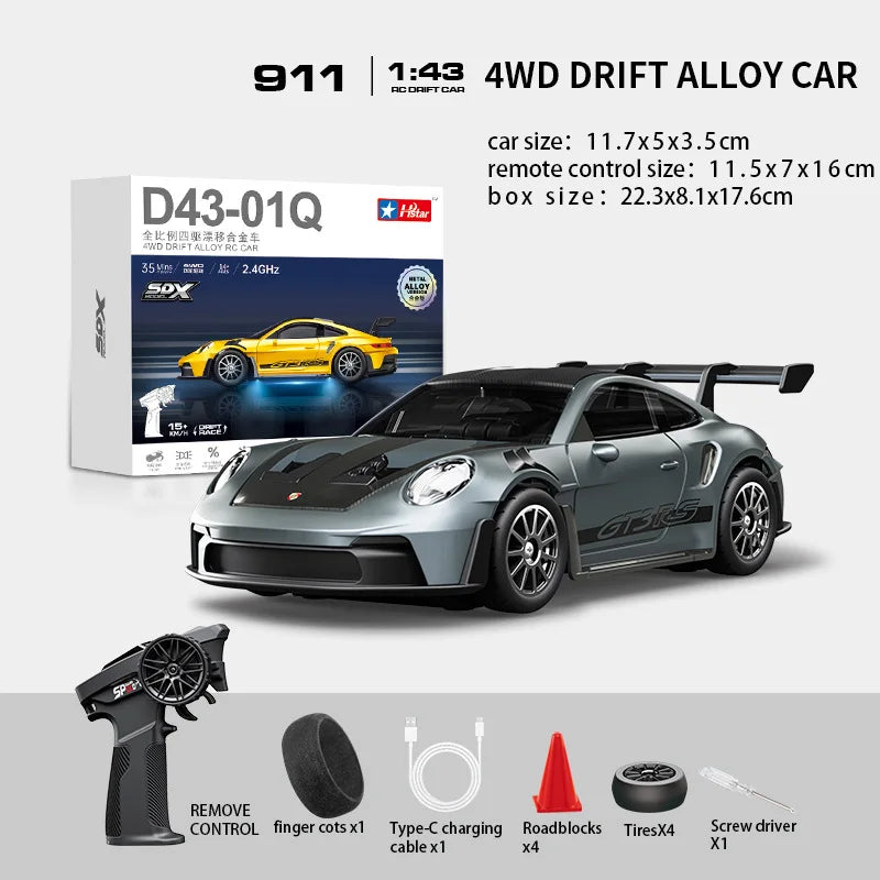 Macro Star D43 RC Drift Car - Eye-Catching Luminous 1:43 Alloy Model