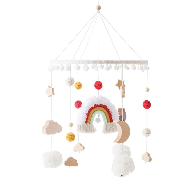 Wooden Baby Crib Mobile with Musical Rattle - Perfect Infant Toy