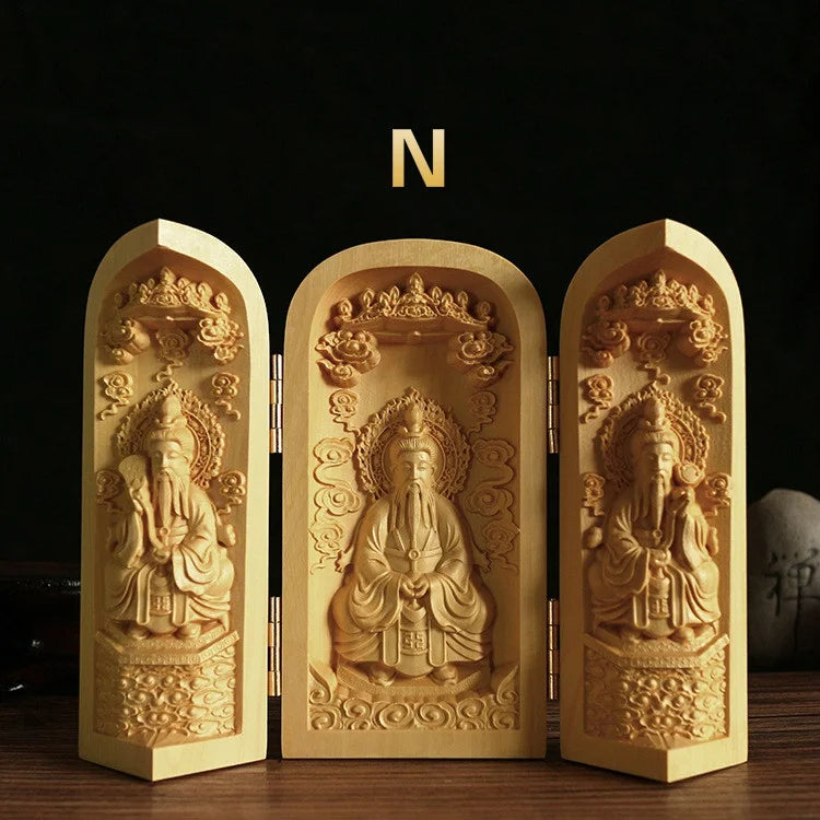 Boxwood Guanyin Buddha Statue - Elegant Wooden Art Decor