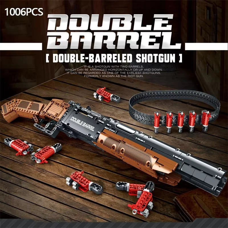 Reobrix 77028 Double Barrel Toy Gun Model - DIY Building Blocks Set