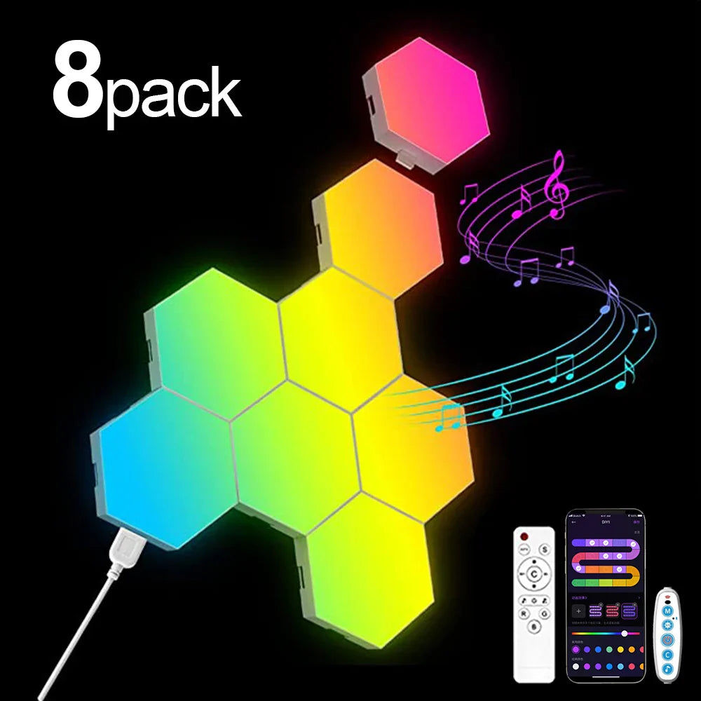 RGB Smart Hexagonal Wall Lamp - Color Changing Ambient Light