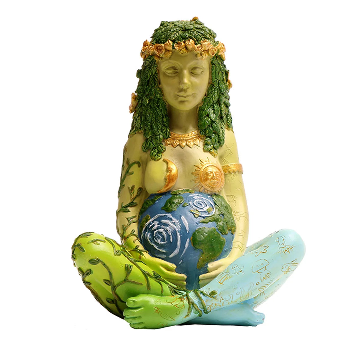 Gaia Green Goddess Statue - Nature-Inspired Home Decor