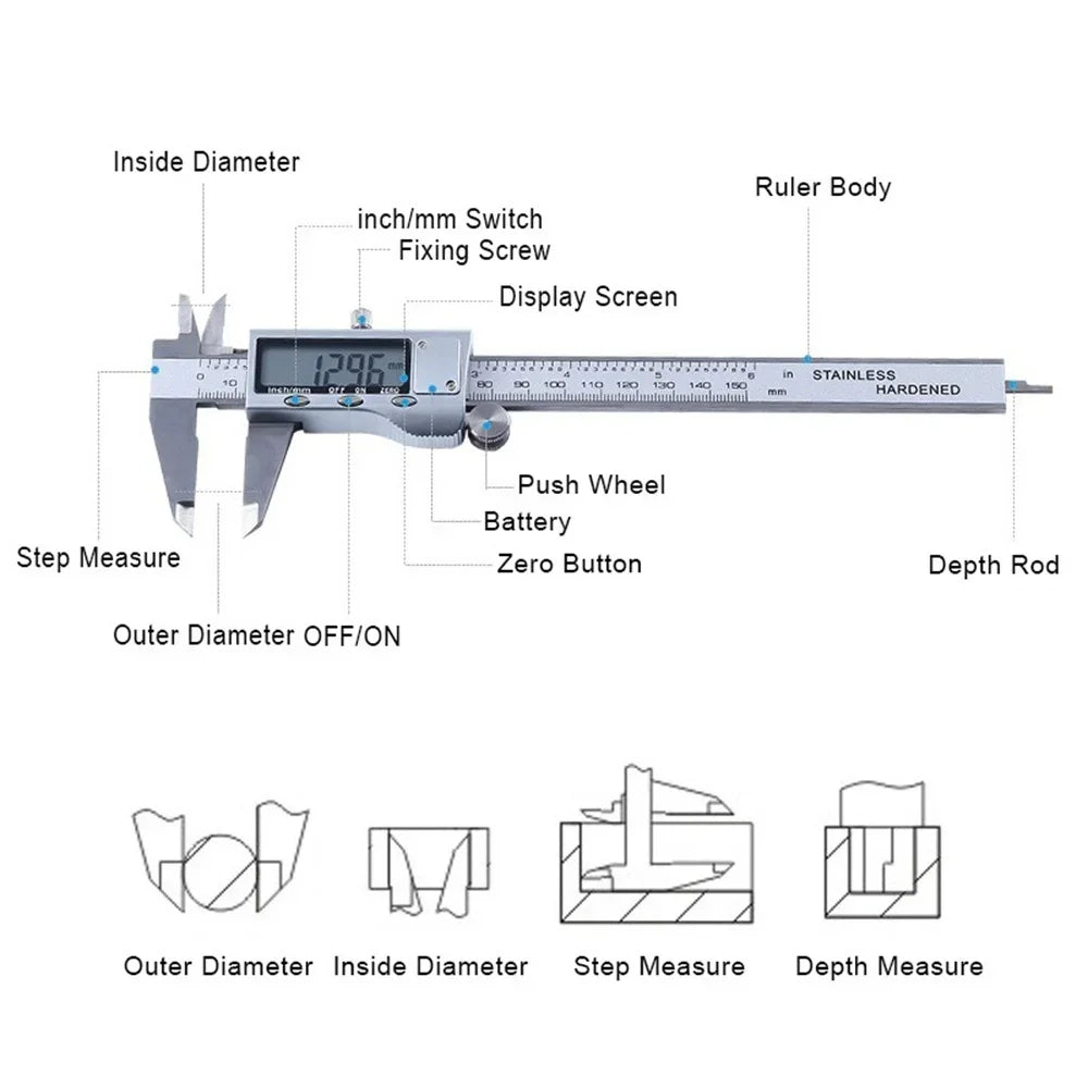 STONEGO Digital Vernier Caliper - Precise 0-150mm Measurement Tool