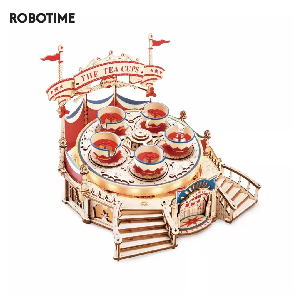 Robotime Tilt-A-Whirl Wooden Puzzle Toy - Fun 3D Building Kit