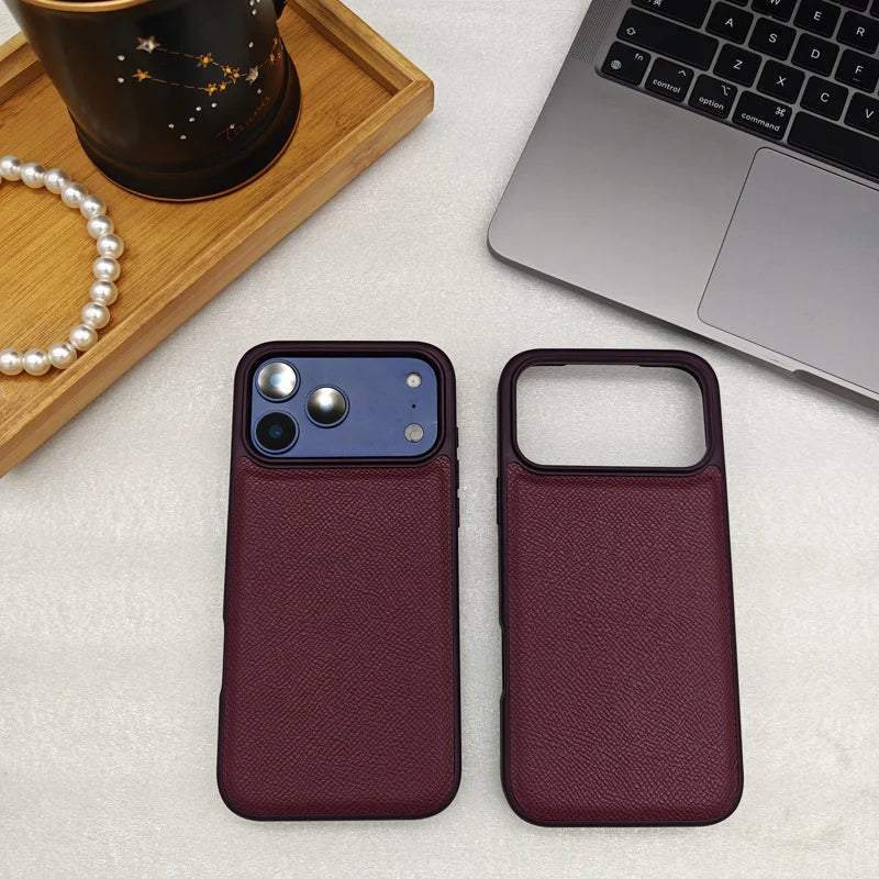 Stylish Premium Leather Epsom Texture iPhone Case for Ultimate Protection