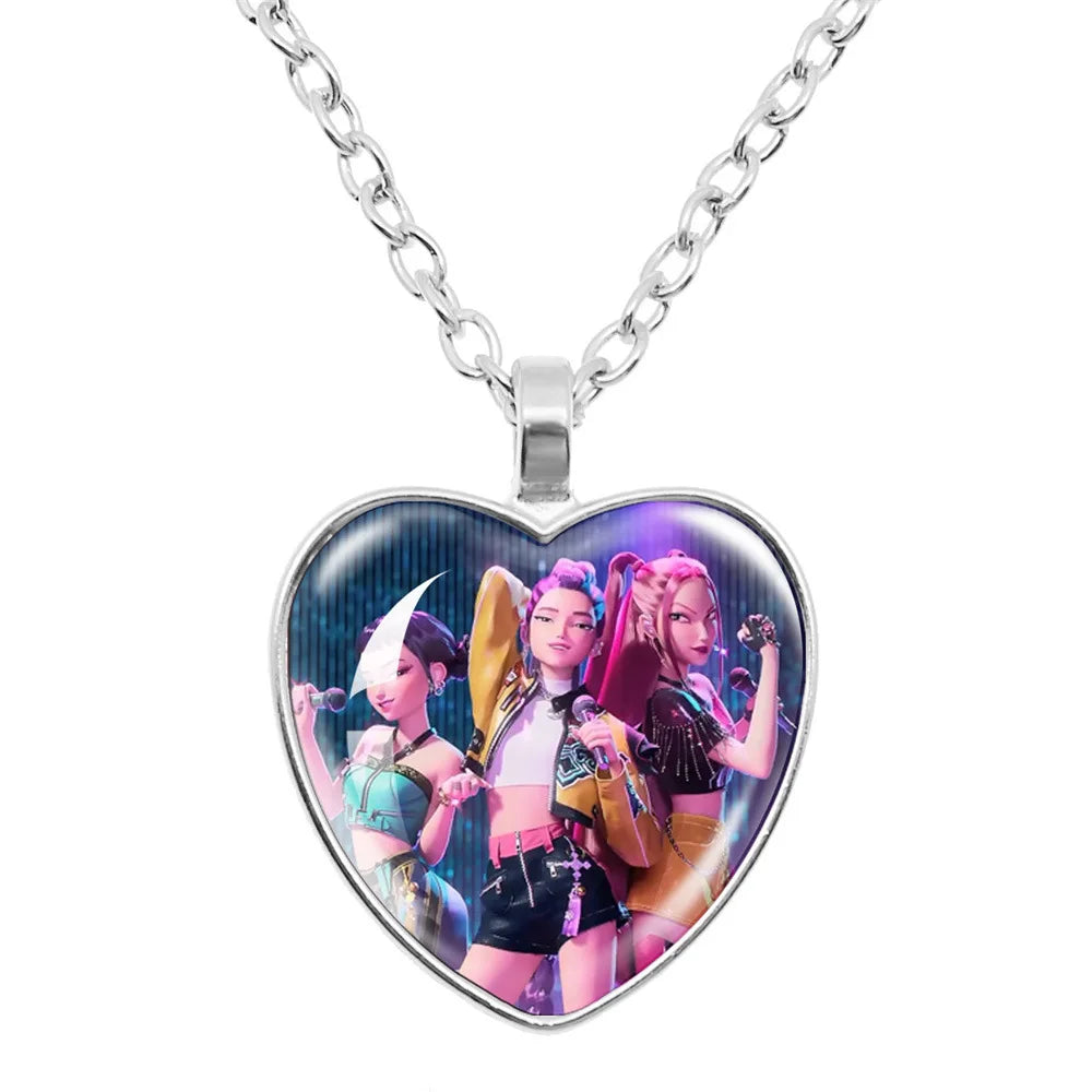 Trendy 2pc Demon Hunters Necklace & Bracelet Set - Stylish Anime Accessory