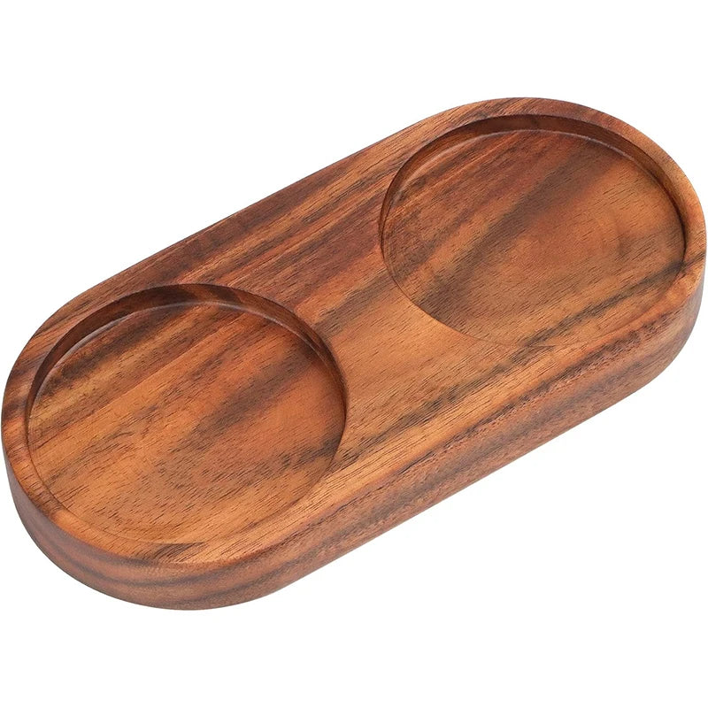 Acacia Wood Salt and Pepper Mill Tray - Kitchen Organizer & Protector