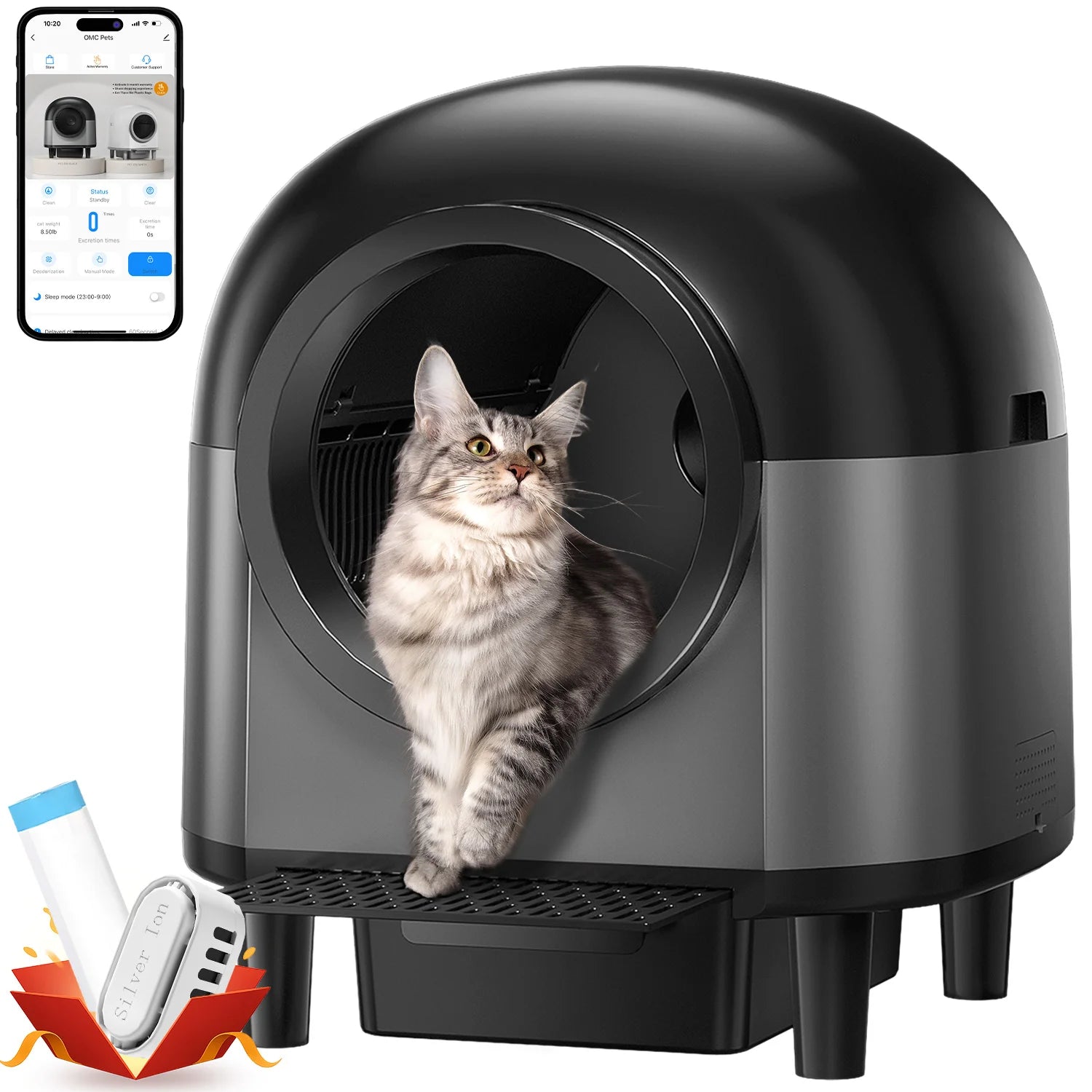 REDSASA Self-Cleaning Automatic Cat Litter Box with App Control & Stairs